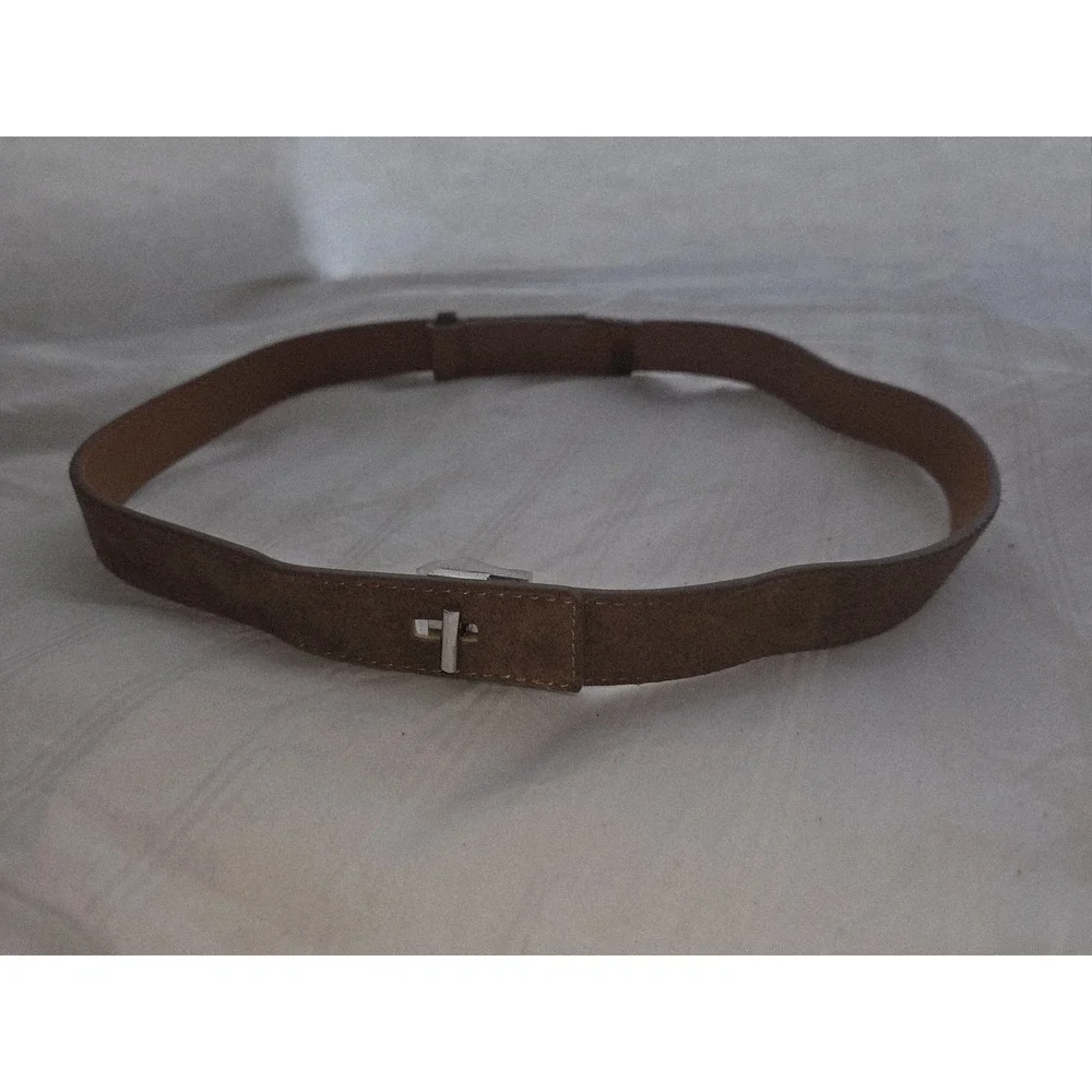 Commense Brown Suede Leather Belt Adjustable‎ Metal Buckle Fashion Accessory